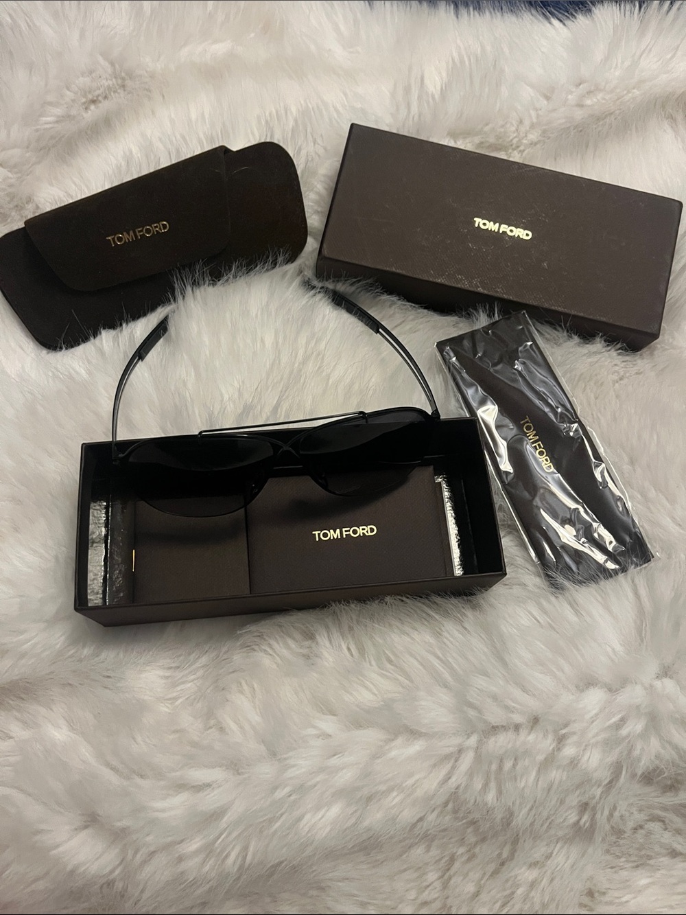 Tom Ford Men’s Black Sunglasses with Dark Lenses